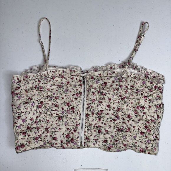 Princess Polly Women’s Floral Tube Crop Top Pink Size 4 - Picture 2 of 4